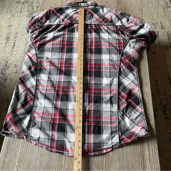 Buckle Black Plaid Topstitching Long Sleeve Button Down Tops Men’s XL - Picture 9 of 15